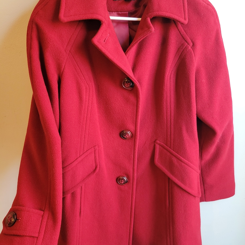 London Fog Women's Classic Luxury Vibrant Red Pea Coat, PM